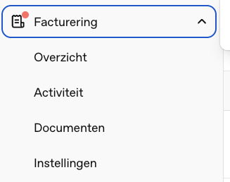Uitgeklapt Facturering-menu in OpenAI Ads Manager