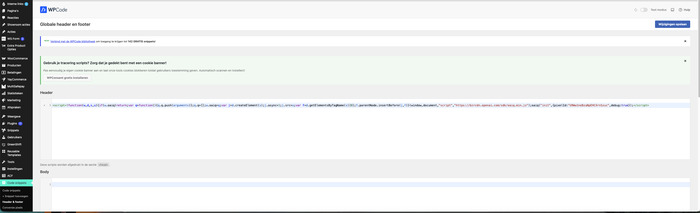 Header-veld van WPCode voor scripts in de head-sectie van WordPress