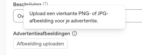 Vereiste voor een vierkante PNG- of JPG-advertentieafbeelding in OpenAI Ads Manager